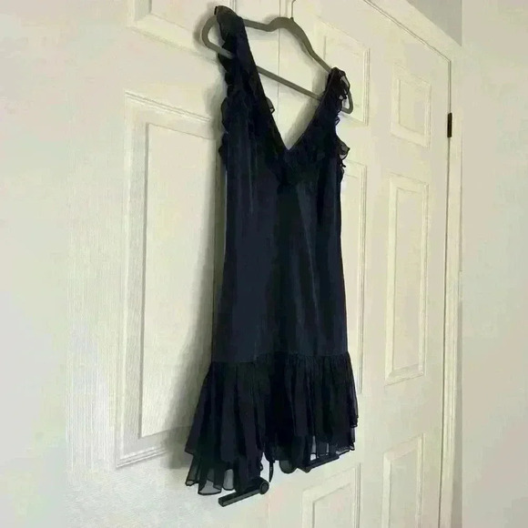 CINQ A SEPT 100% SILK ELOIZIA DRESS NAVY BLUE SIZE 8 - Picture 4 of 12